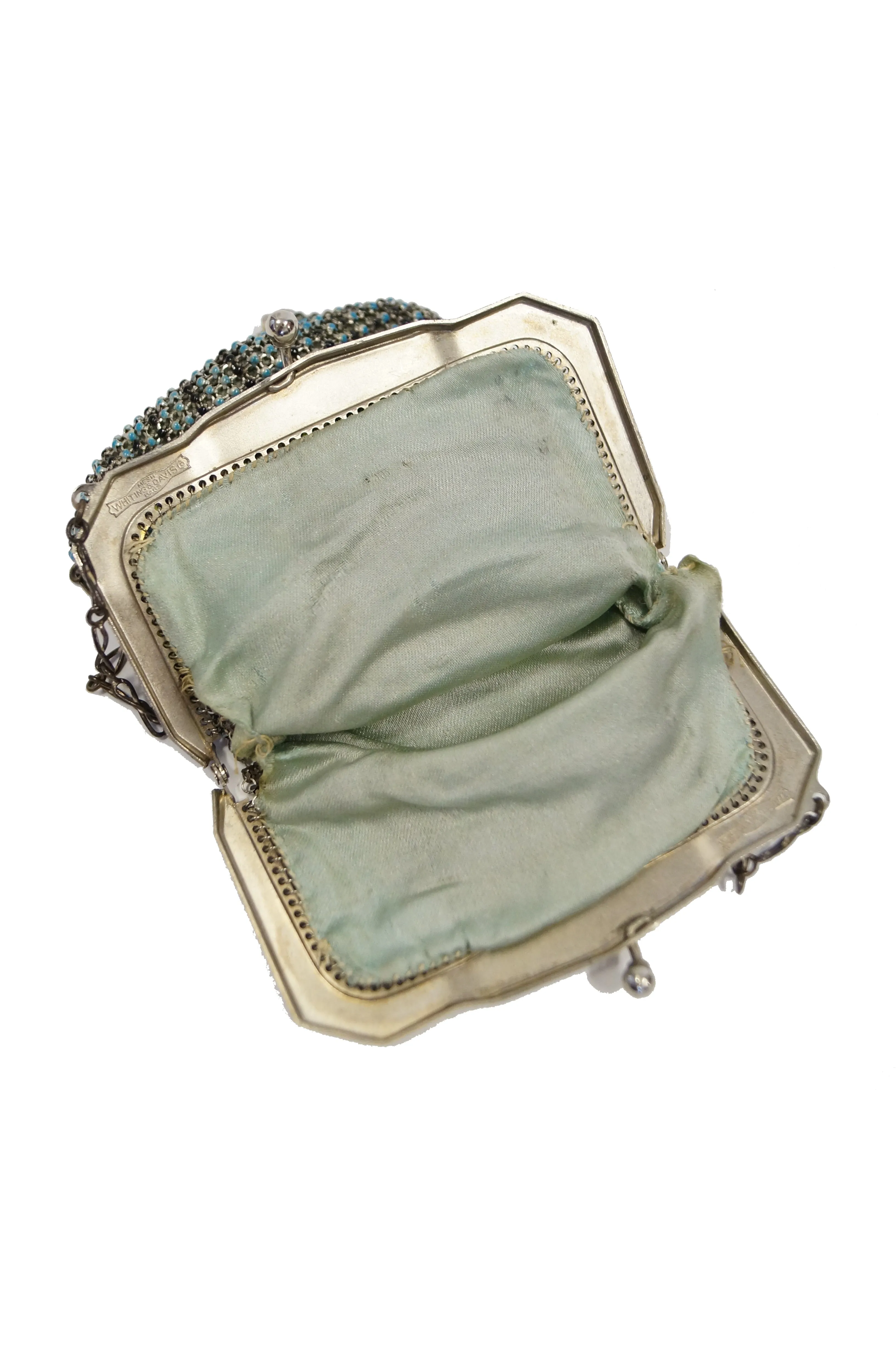 1920s Whiting & Davis Art Deco Blue Enamel Mesh Purse
