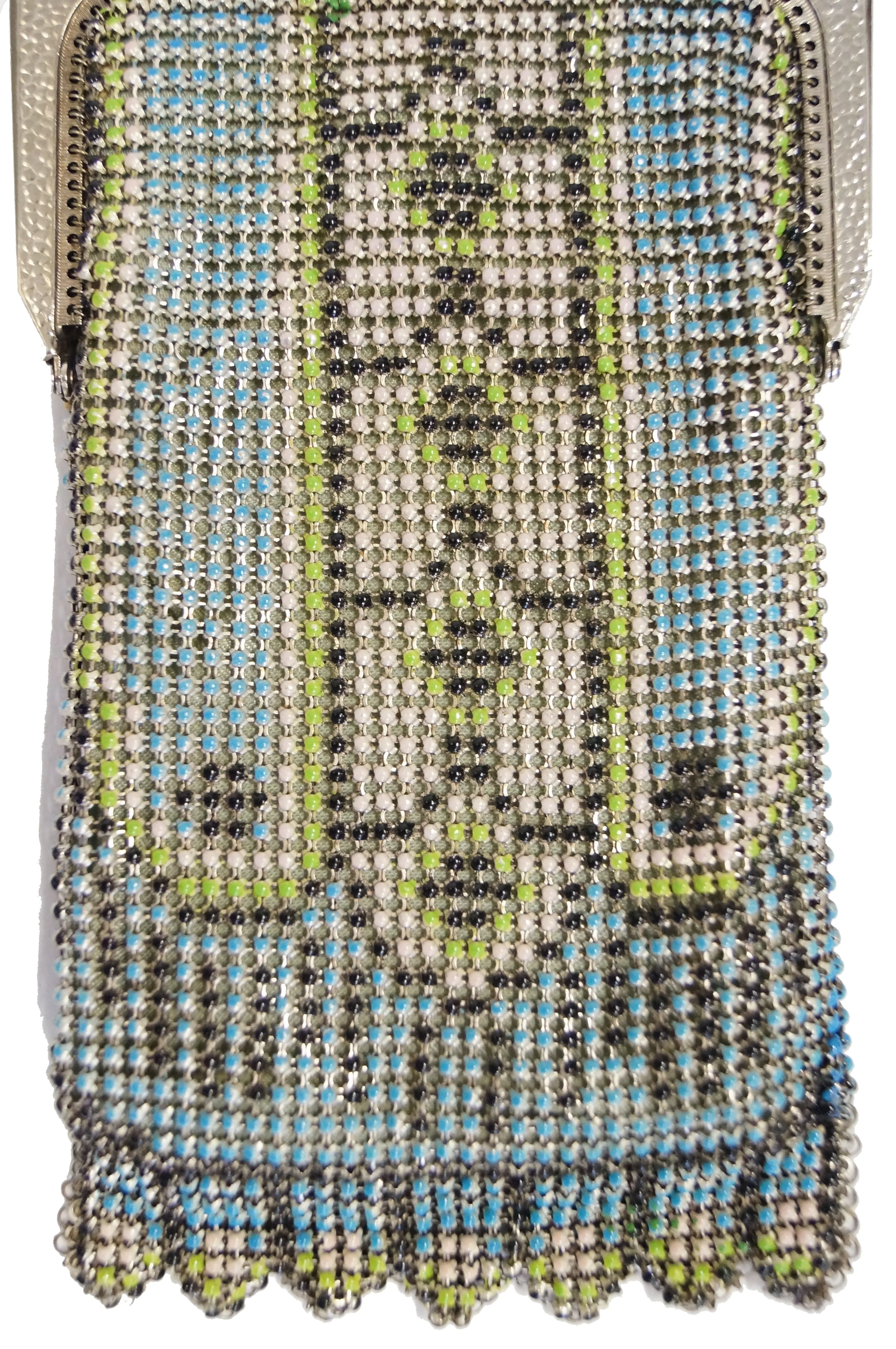 1920s Whiting & Davis Art Deco Blue Enamel Mesh Purse