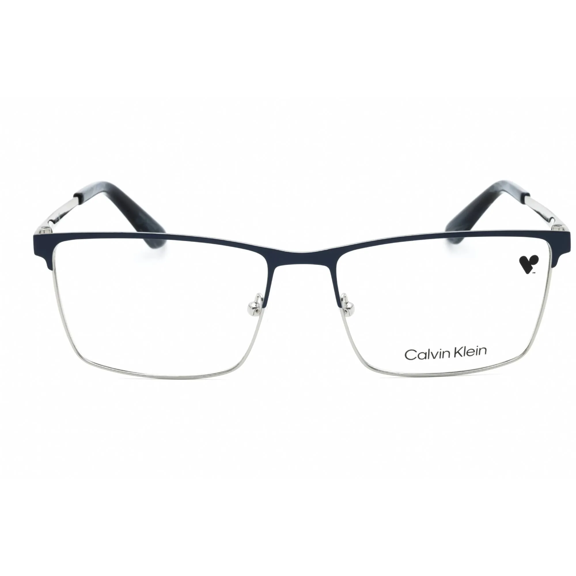 Calvin Klein Men's Eyeglasses - Blue/Gunmetal Metal Rectangular Full Rim | CK22102 460 Calvin Klein Eyeglasses