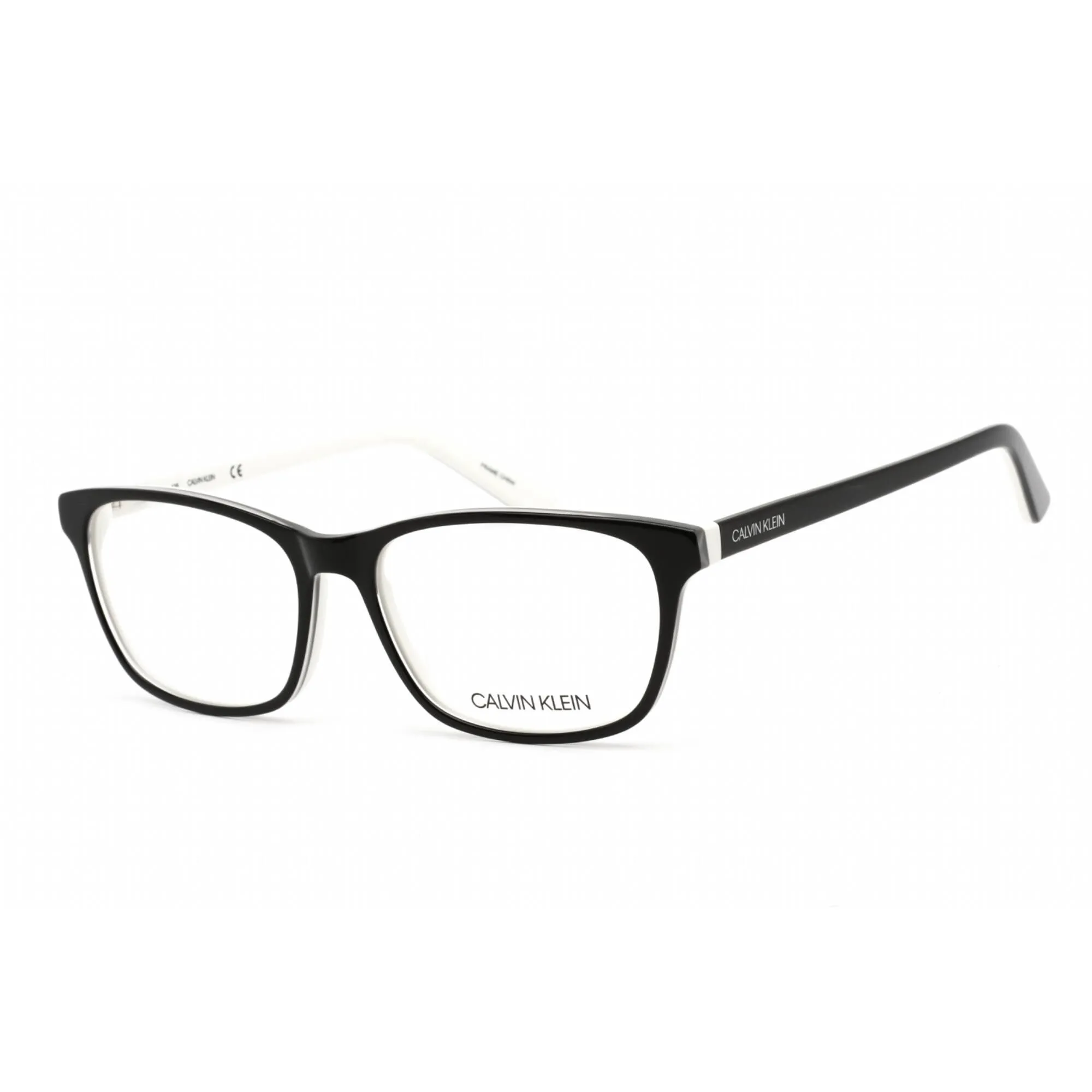 Calvin Klein Unisex Eyeglasses - Black/White Acetate Rectangular Frame | CK18515 002 Calvin Klein Eyeglasses