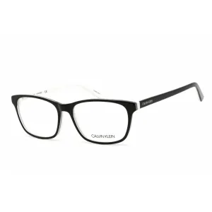Calvin Klein Unisex Eyeglasses - Black/White Acetate Rectangular Frame | CK18515 002 Calvin Klein Eyeglasses