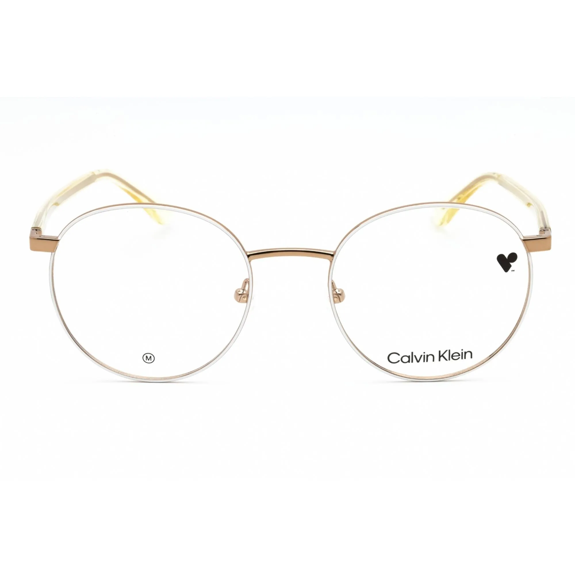 Calvin Klein Unisex Eyeglasses - White Metal Round Shape Full Rim Frame | CK23106 108 Calvin Klein Eyeglasses