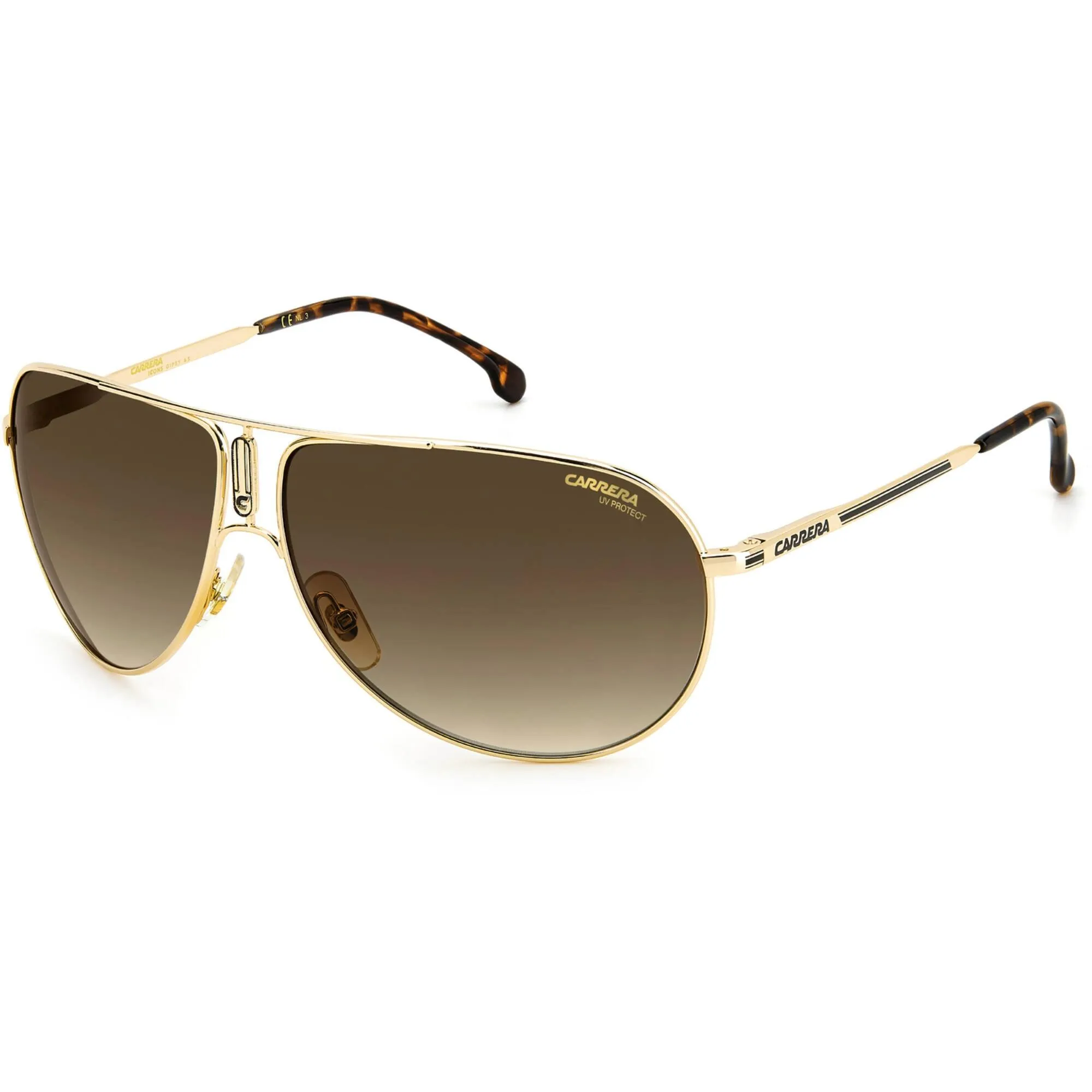 Carrera Unisex Sunglasses - Gold Metal Pilot Shape Frame Brown Sf Lens | GIPSY65 J5G Carrera Sunglasses