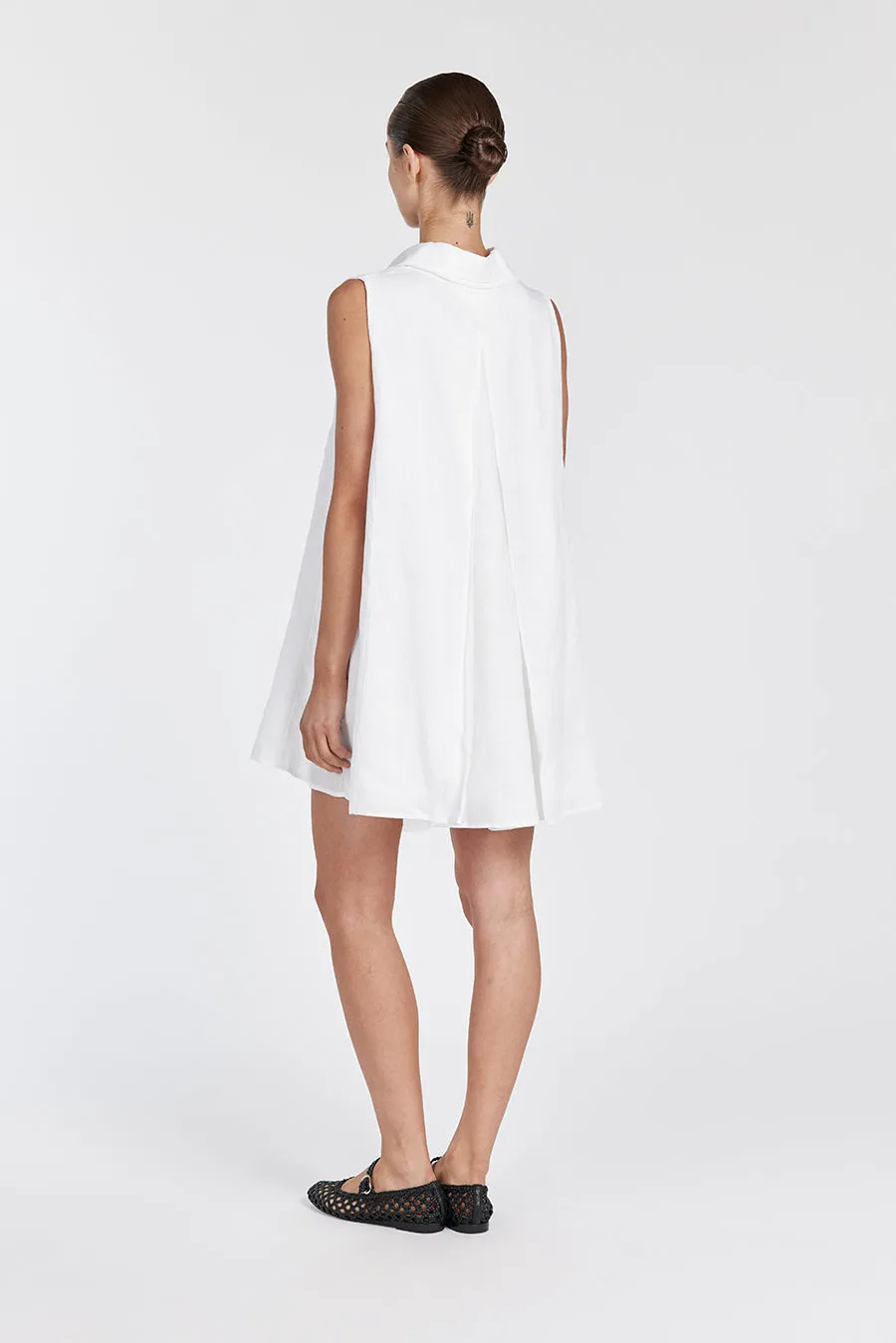 MARC WHITE LINEN SLEEVELESS  DRESS