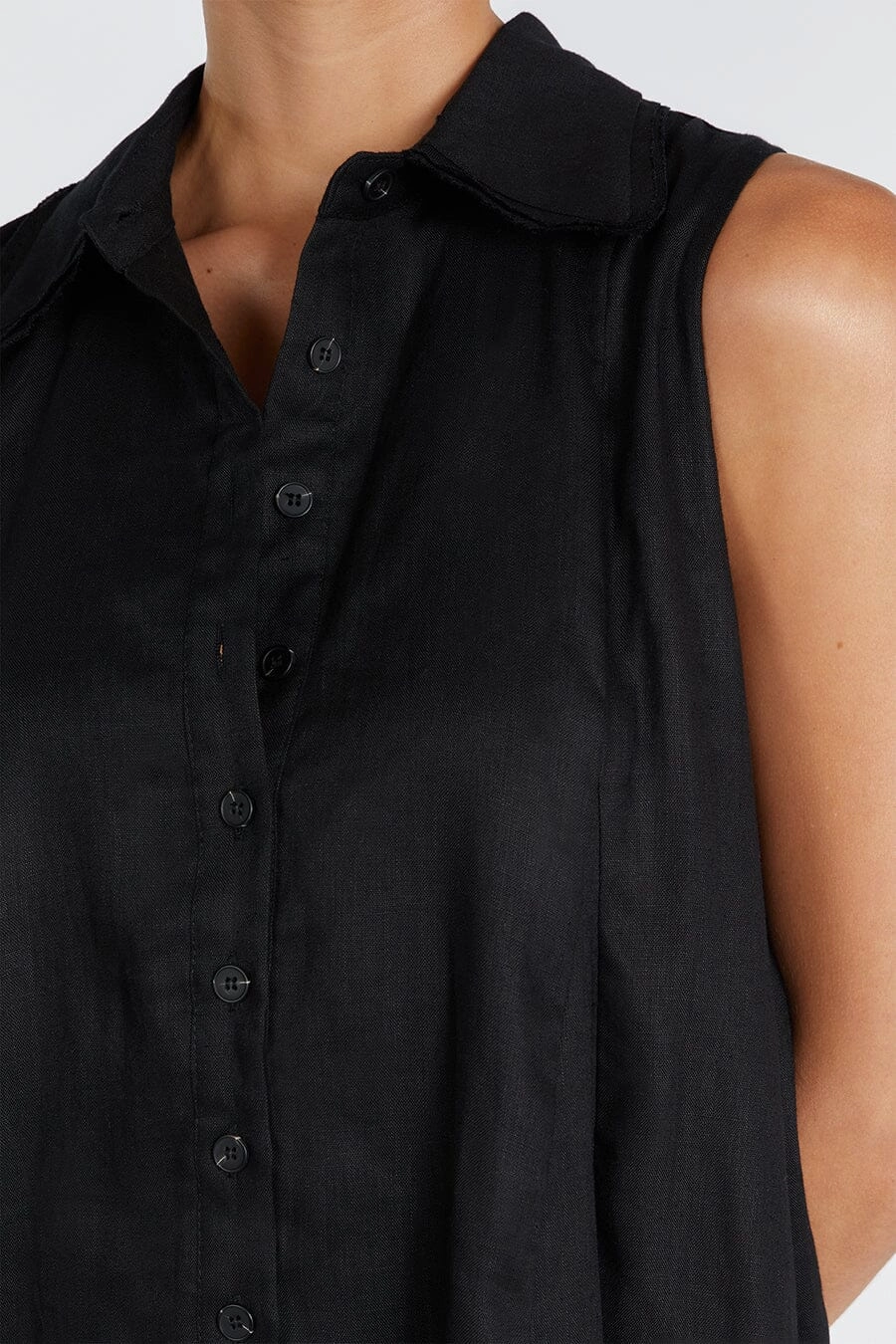 MARC BLACK LINEN SLEEVELESS  DRESS