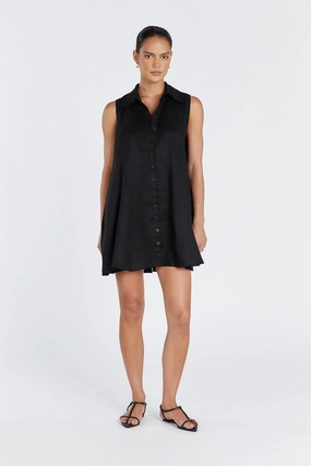 MARC BLACK LINEN SLEEVELESS  DRESS