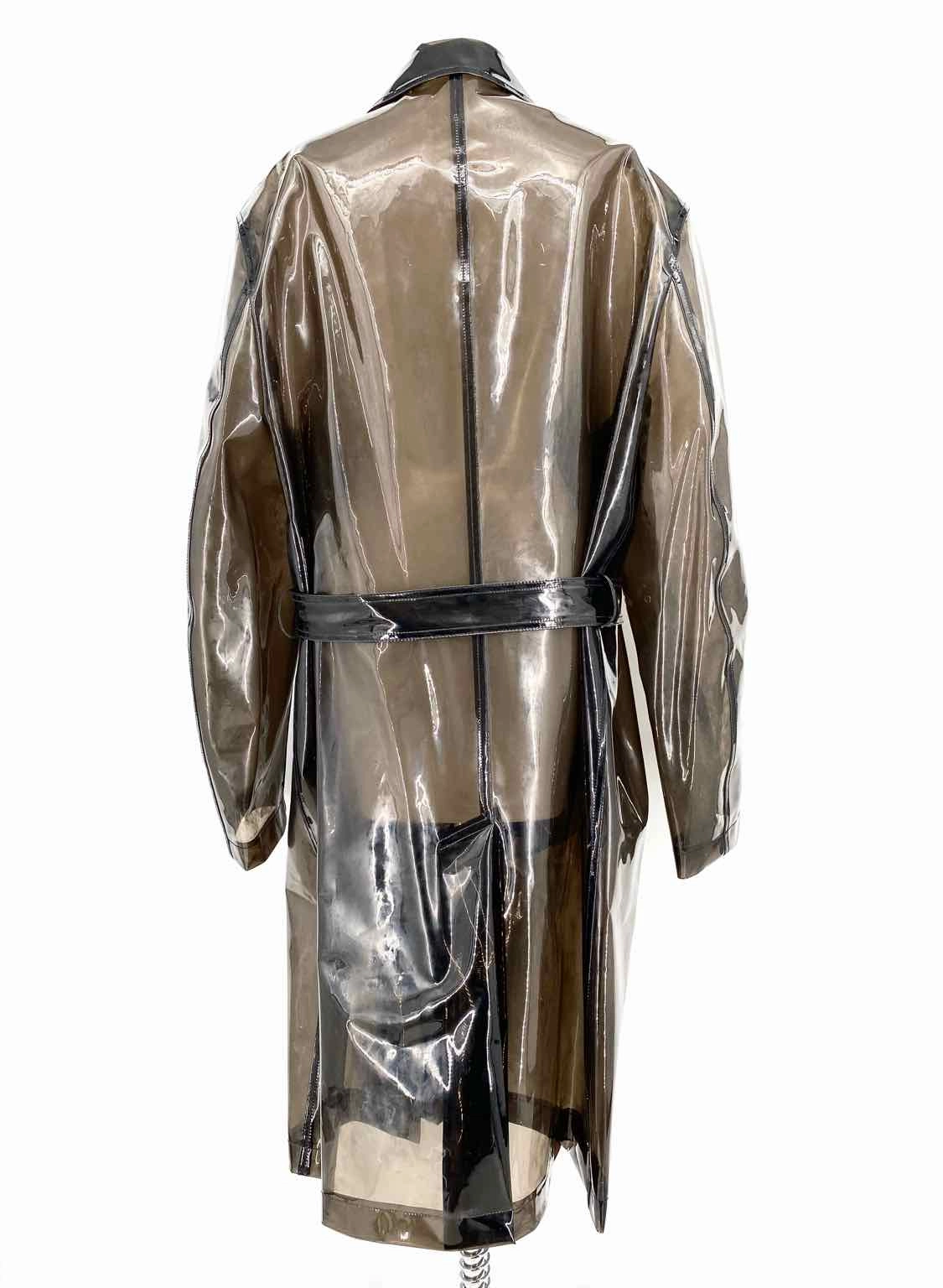 Versace Belted Women's Charcoal PVC Size 54/XL Trenchcoat