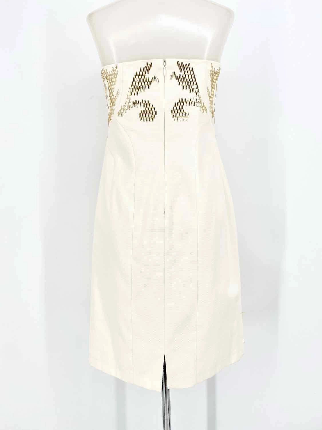 VERSACE COLLECTION Women's Cream/Gold Strapless Embelished Date Night Dress