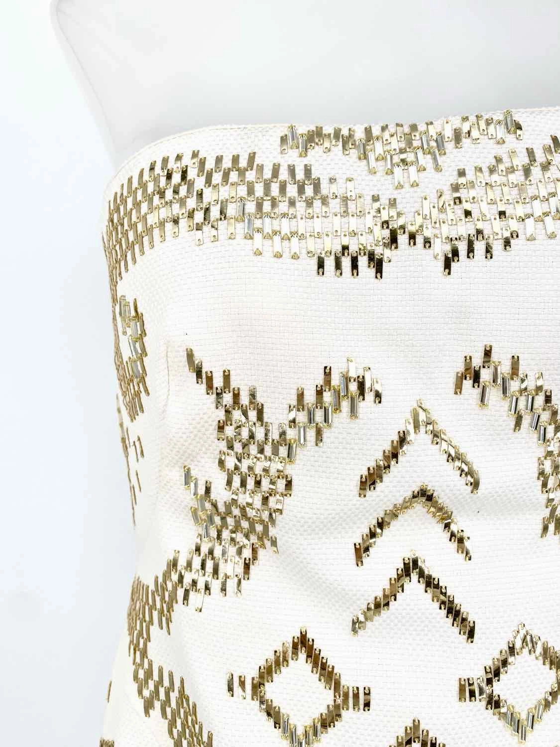 VERSACE COLLECTION Women's Cream/Gold Strapless Embelished Date Night Dress