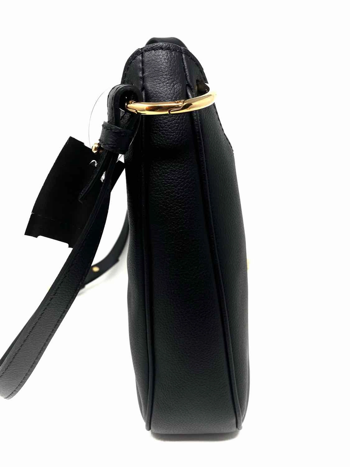 Versace La Medusa Hobo Black Gold Tone Pebbled Leather Shoudler Bag Satchel